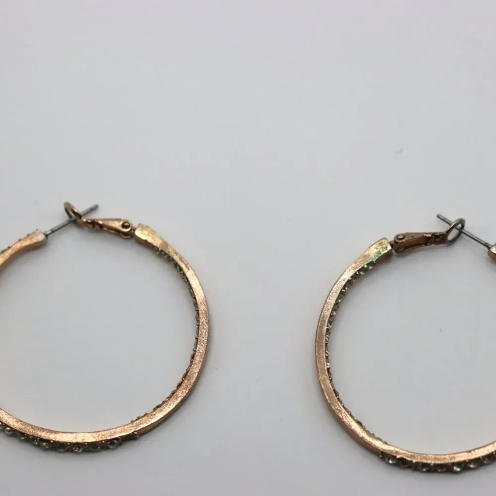 Gold Jeweled Hoop Earrings with Faux Pearls & Rhinestones – Vintage Inspired Sta